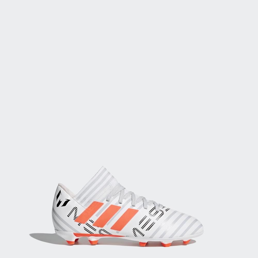 Adidas Boys' Nemeziz Messi 17.3 Firm Ground Football Boots White/Orange/Grey Ireland BY2412